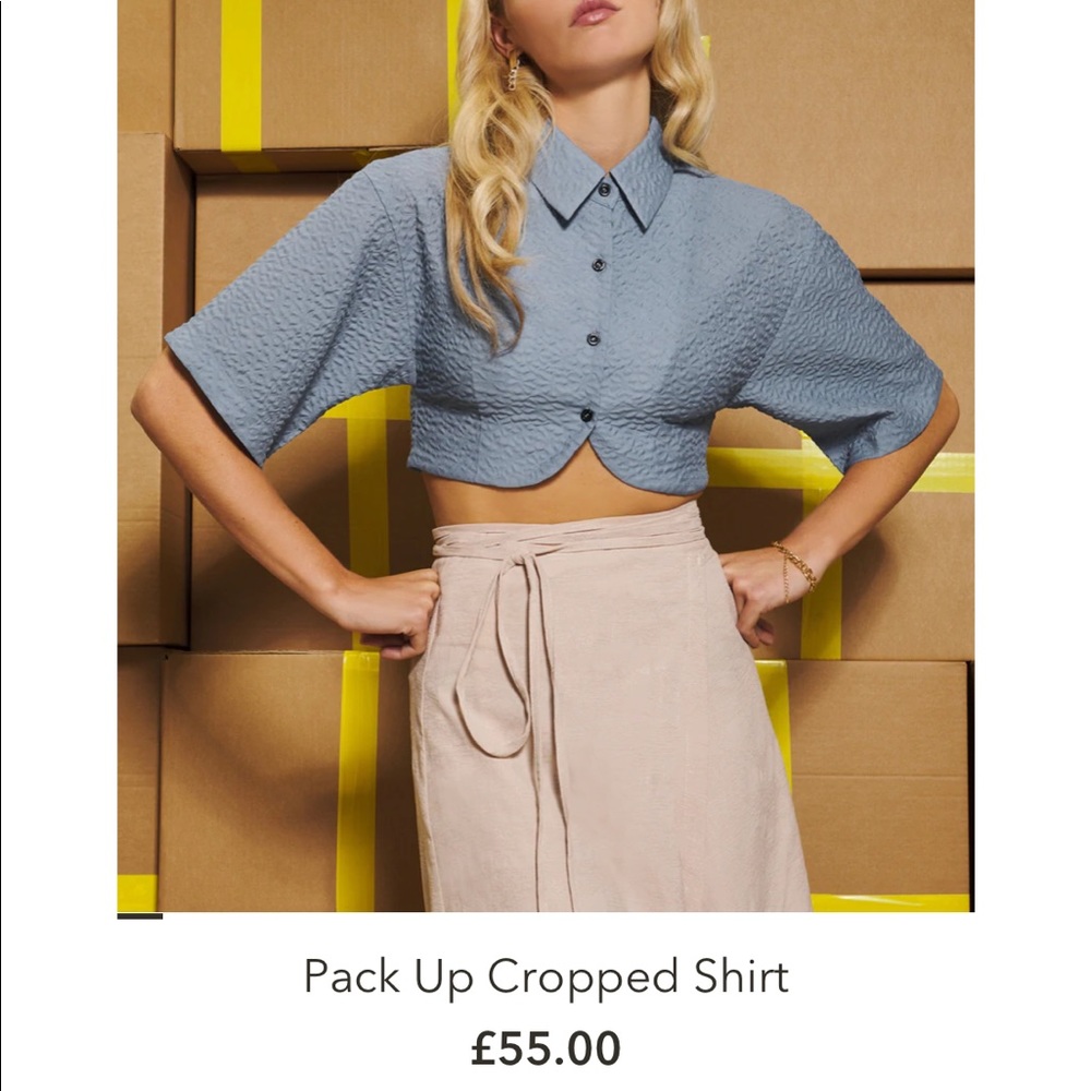 Ghospell Pack Up Cropped Shirt Blue